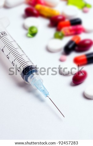 Medicine pill with injection.