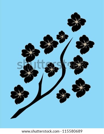 Vector Floral Branch With Black Flowers - 115580689 : Shutterstock