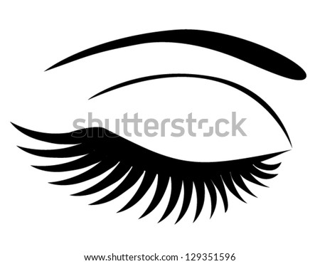 vector eye closed with long eye lashes - stock vector
