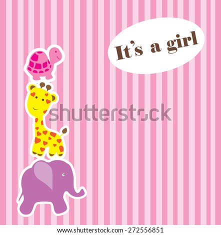 vector baby shower card with cute animals