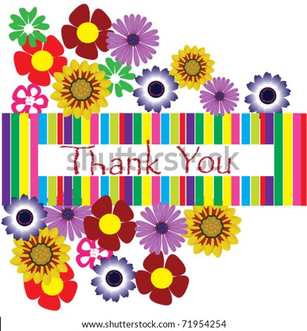 Vector Thank You Card With Flowers - 71954254 : Shutterstock