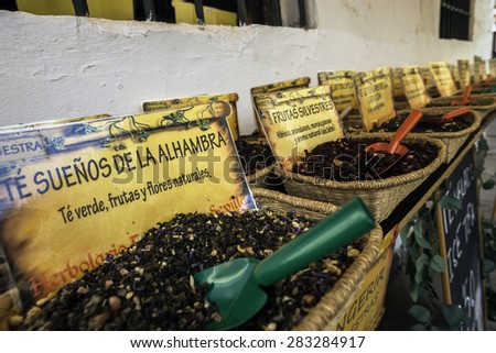 SEVILLE, SPAIN, 14th  may 2015 - Tea shop market