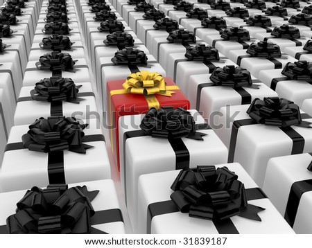 isolated black and white boxes with color single box