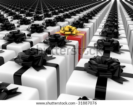isolated black and white boxes with color single box