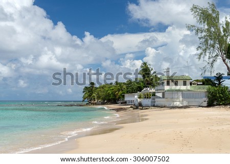 house on the ocean beach of Barbados