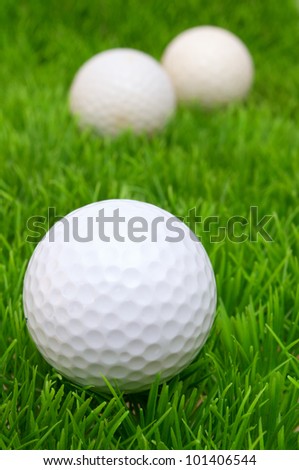 Group of Golf Balls in Green Grass