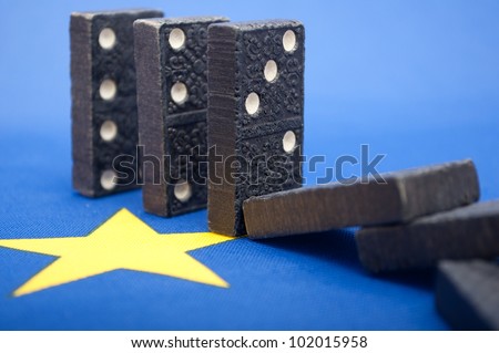 Domino Effect - Financial Crisis in European Union - Shallow Depth of Field