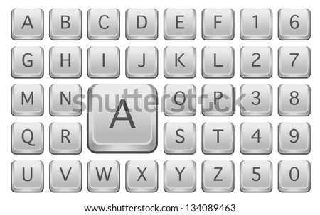 Keyboard Keys With Alphabet Letters - Isolated on White