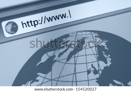 Closeup of Computer Screen With Favicon and URL Address Bar in Fictitious Web Browser - Shallow Depth of Field
