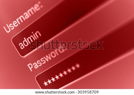 Login Box - Username - Admin and Password in Internet Browser on Computer Screen