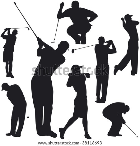 golf swing silhouette. stock photo : golf players