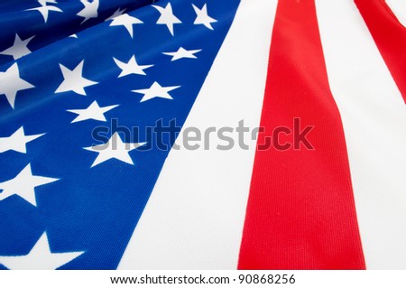Closeup of Glossy Flag of United States of America - US Flag Drapery