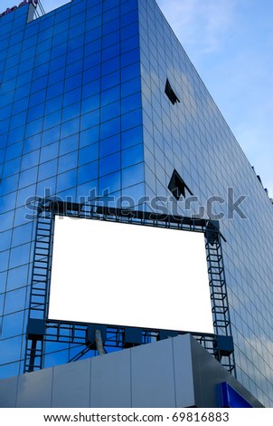 giant blank billboard, display on a skyscraper in a big city for advertising