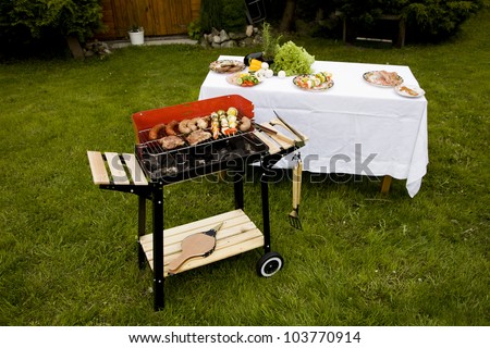Barbecue in the garden, really tasty dinner!