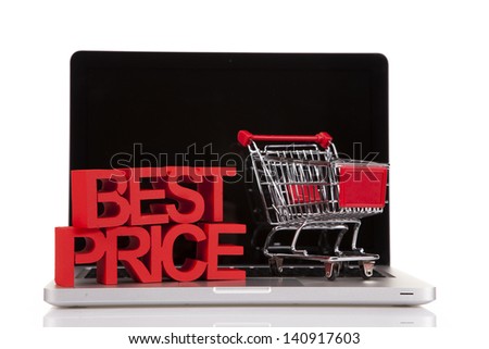 Computer, basket and free web shopping
