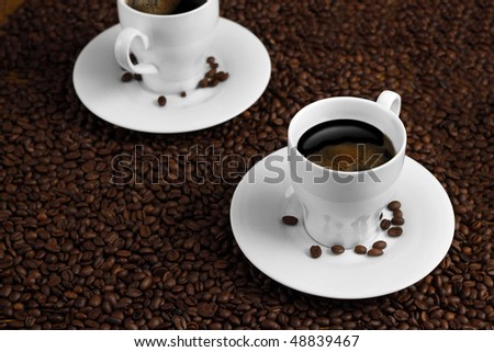 Hot coffee in the cup