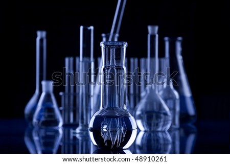 Laboratory glassware in lab science experiments