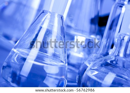 Laboratory Glassware in blue