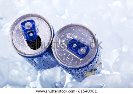Energy drink in ice! Top view