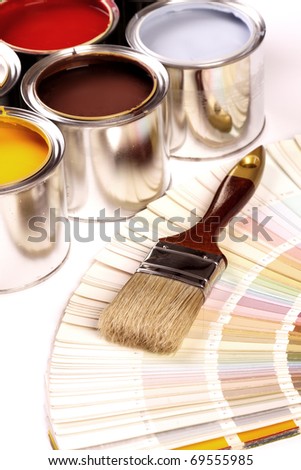 Painting Time! Colorful paints and brush