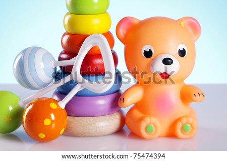 Baby toys, bear and more stuff