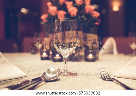 Romantic dinner setting  with process Vintage style
