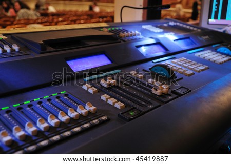 Control desk for stage illumination in the theater
