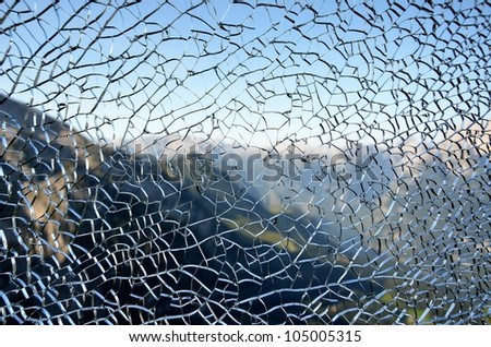 Unique crack window with scenic background
