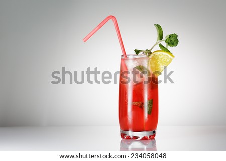 Singapore Sling cocktail with mint on gradient background