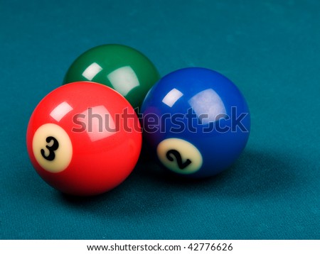 three pool balls that also represents Red-Green-Blue color system chart