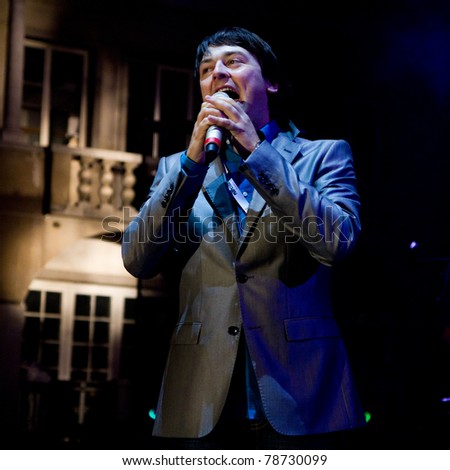 LJUBLJANA, SI - MAY 24: Slovenian singer Nino Kozlevcar performing during concert of jazz vocal group Perpetuum Jazzile in Open Air Theatre on May 24, 2011 in Ljubljana, Slovenia.