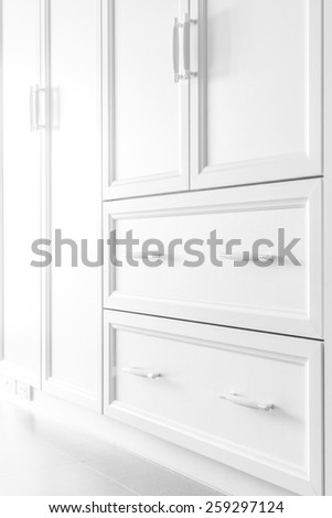 Interior of a new empty house with wardrobe and drawer, dressing room