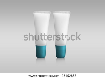 two blanc tubes of medical products for logos or presentations