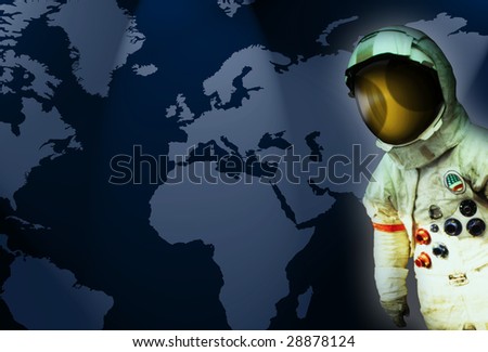 astronaut space traveler in suit with helmet