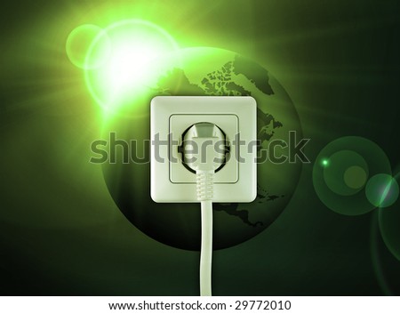 white socket on a bautiful green world free energy