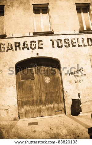 Old Garage door in used retro style