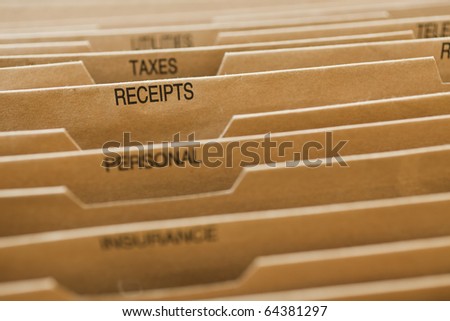 Cardboard Filing System Receipts