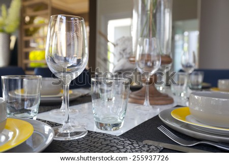 dinning table with table set in dinning room