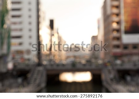 Blurred background of Dotonbori canal,Osaka,Japan.