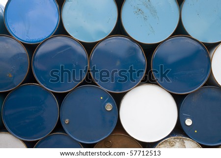 oil barrels  or chemical drums stacked up for cargo