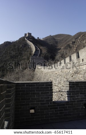 The Chinese great wall in winter time, north of the capital Beijing