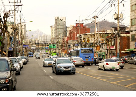 SEOUL ,SOUTH KOREA - MARCH 26: Korean cars commute in the street of Seoul on  March 26, 2011 in Seoul, South Korea. The automotive industry in South Korea is currently the fifth-largest in the world.