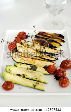 Roasted vegetables:  zucchini, tomato and eggplants