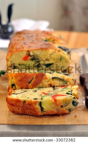 Vegetable loaf Cake Partially Sliced