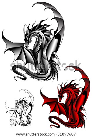 stock vector Tattoo dragon design