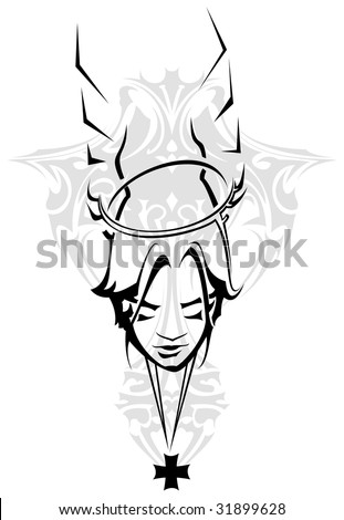 stock vector Praying angel tattoo design