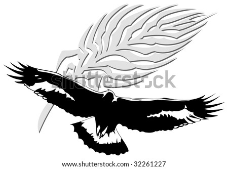 stock vector : The Crow silhouette, tattoo design
