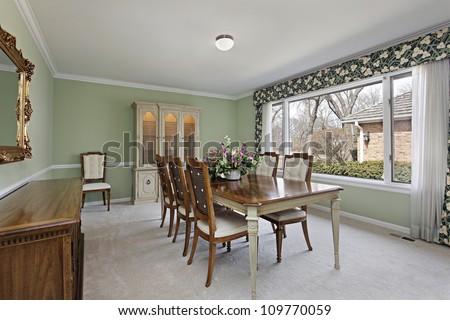 Dining Room In Traditional Home With Lime Green Walls Stock Photo ...