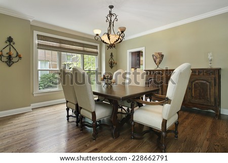 Dining room in luxury home with large buffet