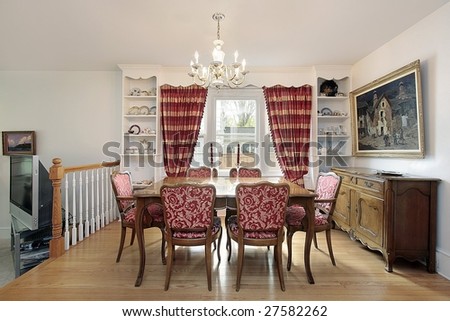 Dining room with buffet and chandelier